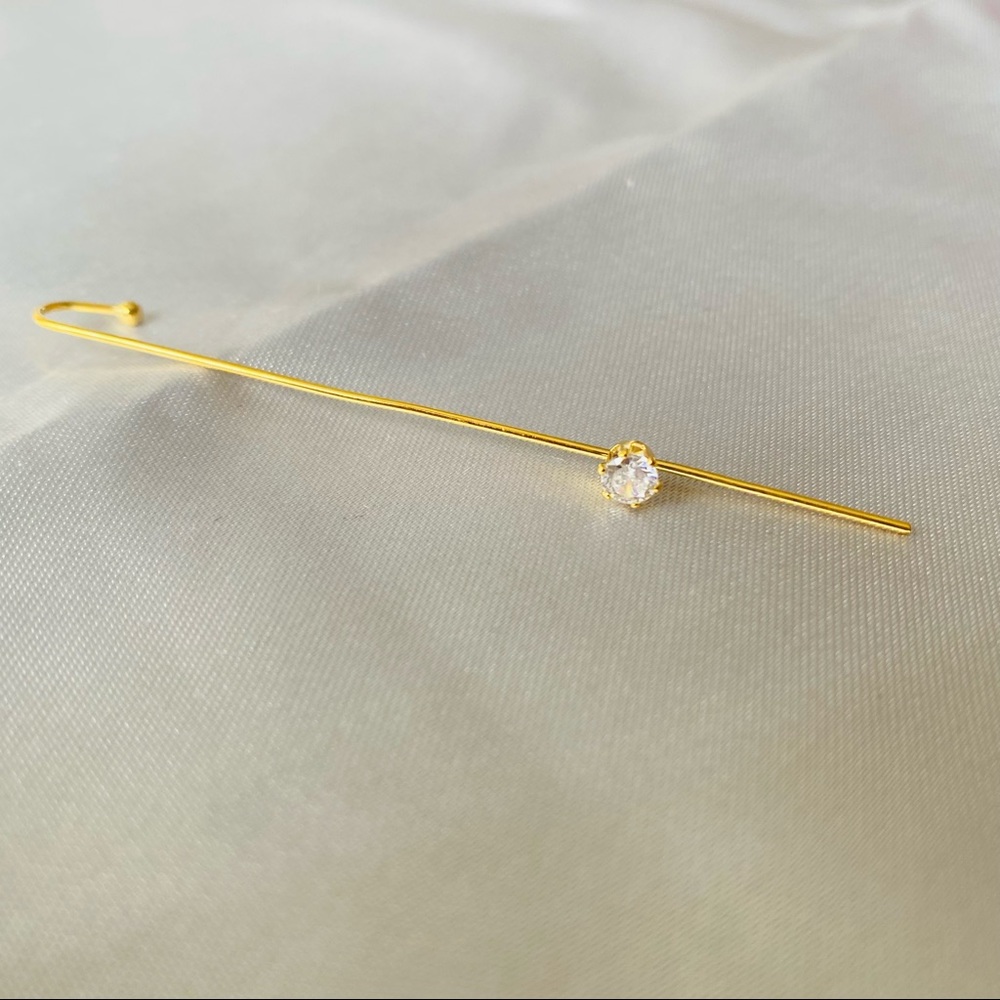 Dainty Goldtone Ear Crawler Earring - Picture 2 of 2